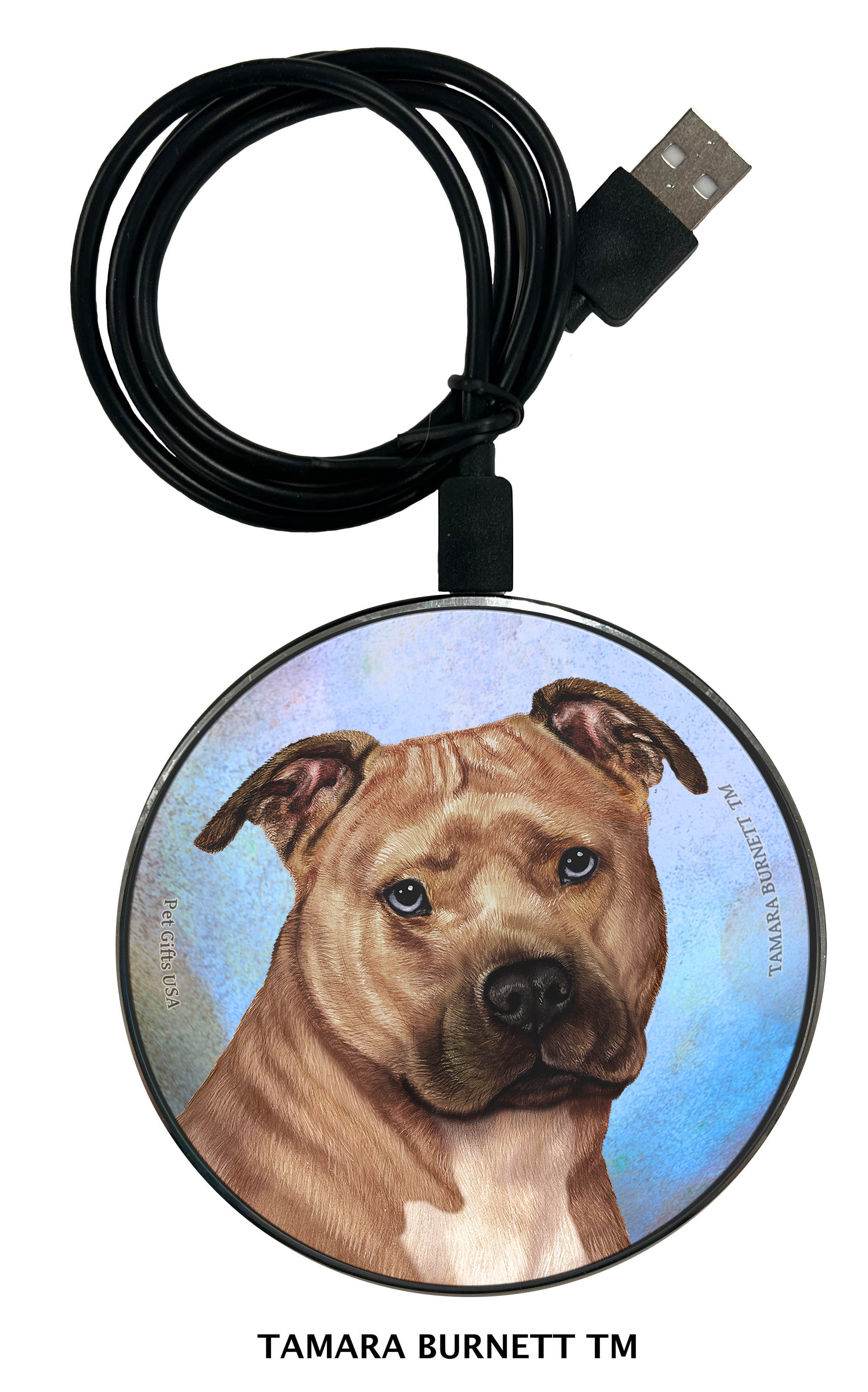 Pit Bull Brown and White Uncropped Style 2 - Zoomies Phone Charger image